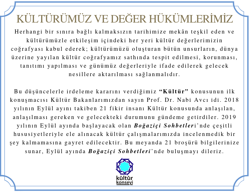 KÜLTÜRÜMÜZ ve DEĞER HÜKÜMLERİMİZ