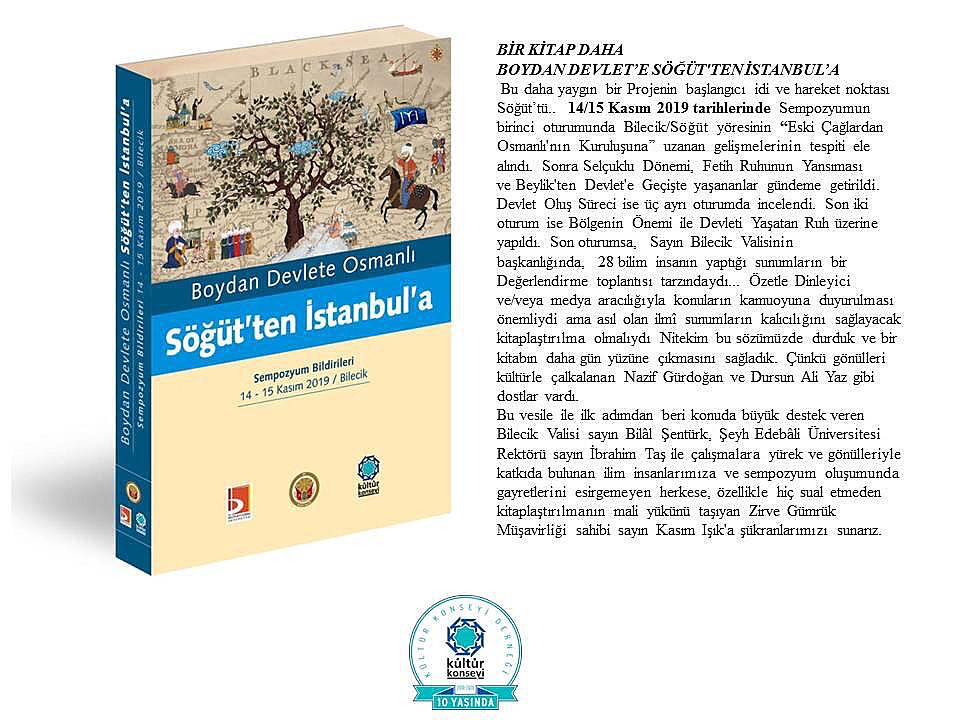 BİR KİTAP DAHA BOYDAN DEVLET'E SÖĞÜT'TEN İSTANBUL'A