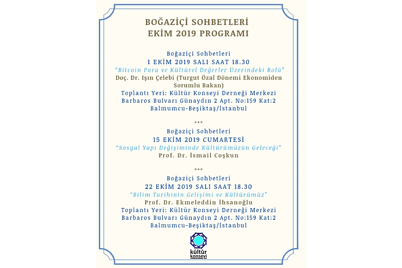 Boğaziçi Sohbetleri Ekim Programı